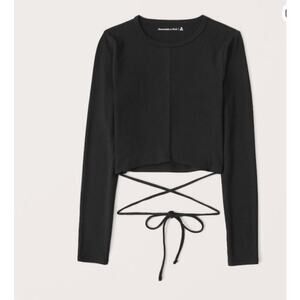 Abercrombie & Fitch Cropped Top Women's M Black Viscose Ribbed Knit Stretch NWT